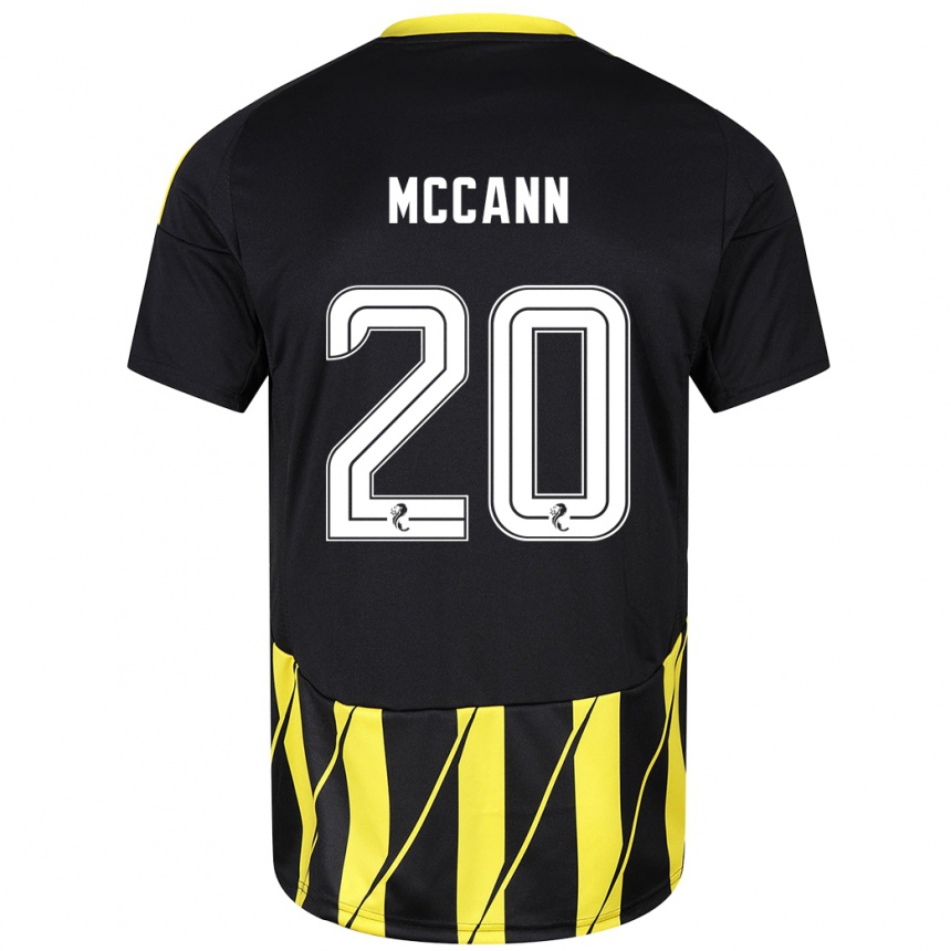 Kids Football Annalisa Mccann #20 Black Yellow Away Jersey 2024/25 T-Shirt Uk