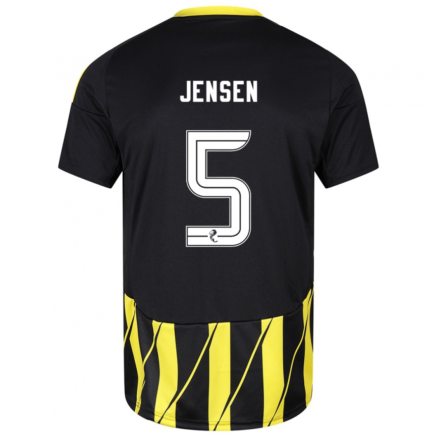 Kids Football Richard Jensen #5 Black Yellow Away Jersey 2024/25 T-Shirt Uk