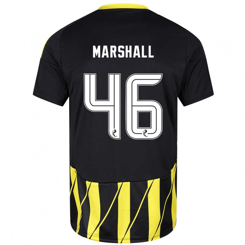 Kids Football Findlay Marshall #46 Black Yellow Away Jersey 2024/25 T-Shirt Uk