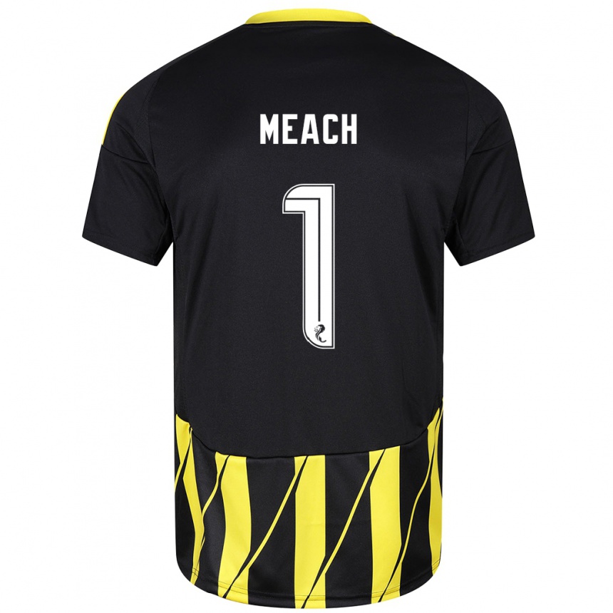 Kids Football Aaliyah-Jay Meach #1 Black Yellow Away Jersey 2024/25 T-Shirt Uk