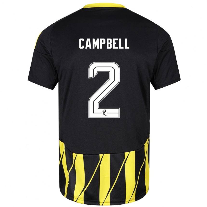 Kids Football Loren Campbell #2 Black Yellow Away Jersey 2024/25 T-Shirt Uk