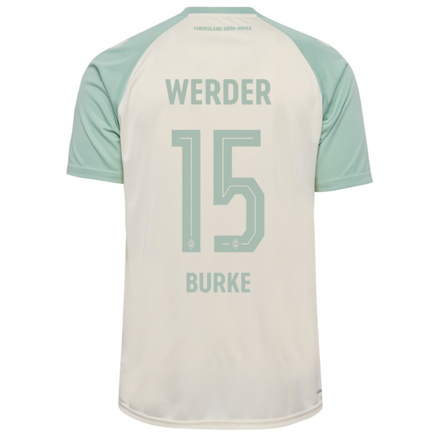 Kids Football Oliver Burke #15 Off-White Light Green Away Jersey 2024/25 T-Shirt Uk