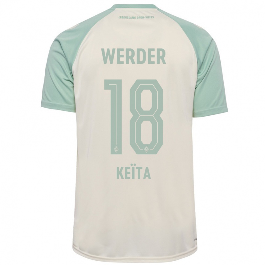 Kids Football Naby Keïta #18 Off-White Light Green Away Jersey 2024/25 T-Shirt Uk