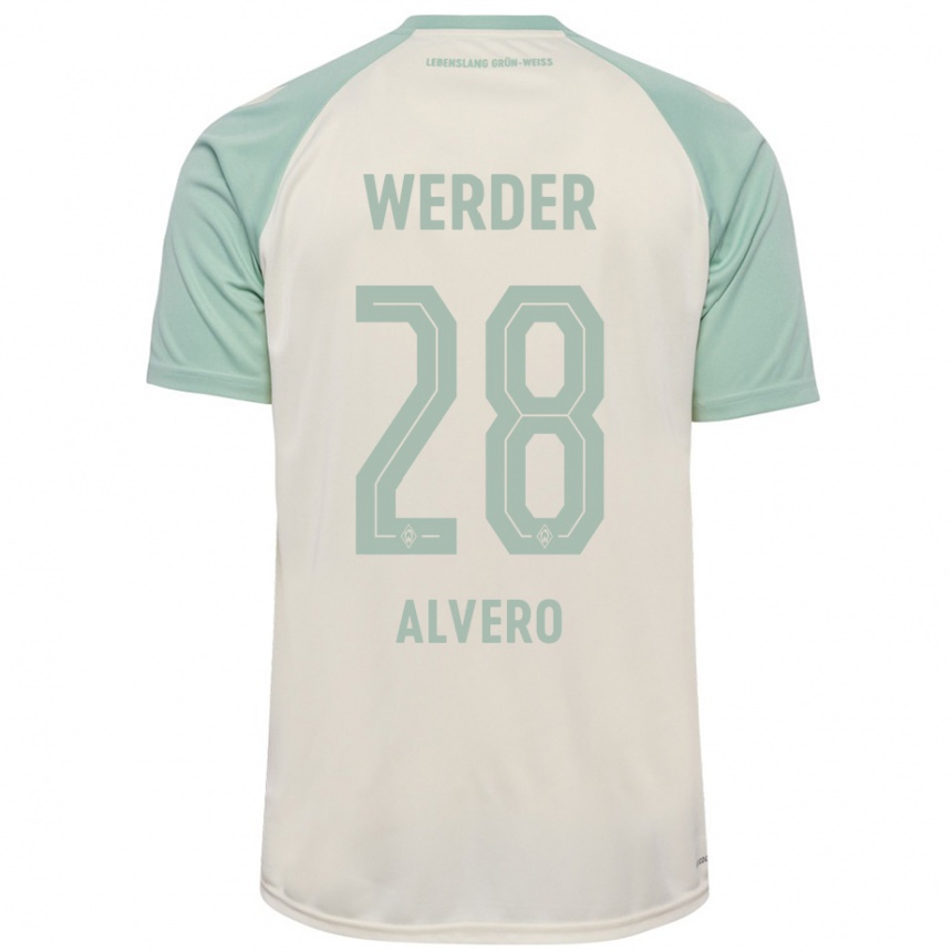 Kids Football Skelly Alvero #28 Off-White Light Green Away Jersey 2024/25 T-Shirt Uk