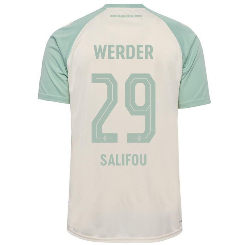 Kids Football Dikeni Salifou #29 Off-White Light Green Away Jersey 2024/25 T-Shirt Uk