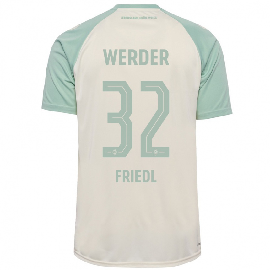 Kids Football Marco Friedl #32 Off-White Light Green Away Jersey 2024/25 T-Shirt Uk