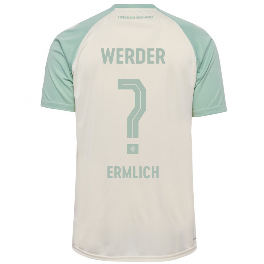 Kids Football Kjell Ermlich #0 Off-White Light Green Away Jersey 2024/25 T-Shirt Uk