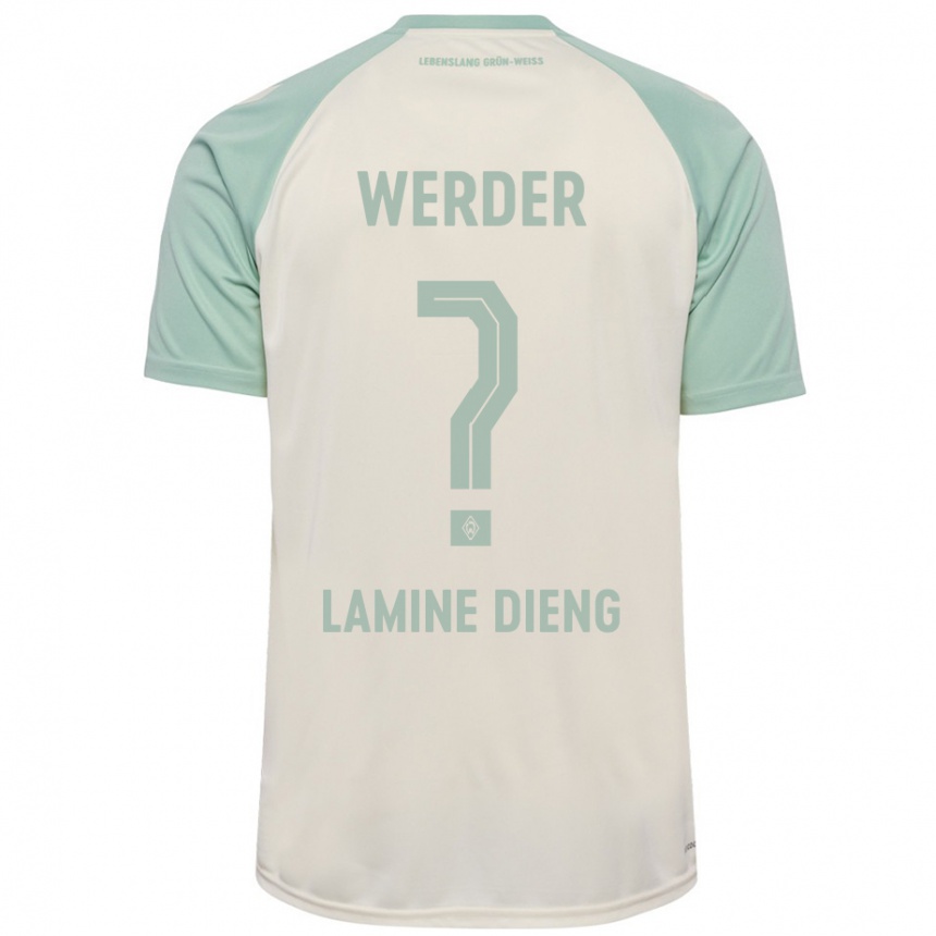 Kids Football Mamadou Lamine Dieng #0 Off-White Light Green Away Jersey 2024/25 T-Shirt Uk