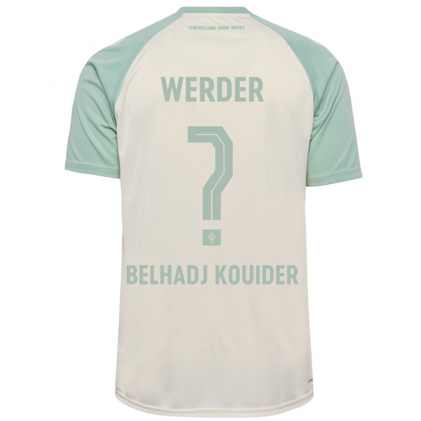 Kids Football Mahfoud Belhadj Kouider #0 Off-White Light Green Away Jersey 2024/25 T-Shirt Uk