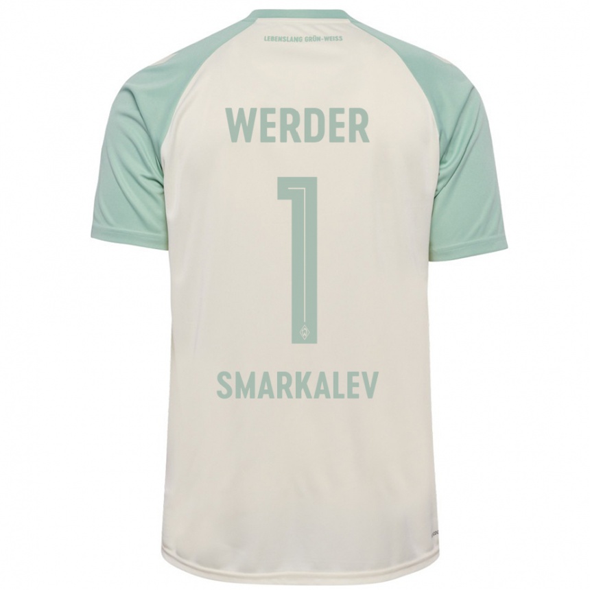 Kids Football Stefan Smarkalev #1 Off-White Light Green Away Jersey 2024/25 T-Shirt Uk