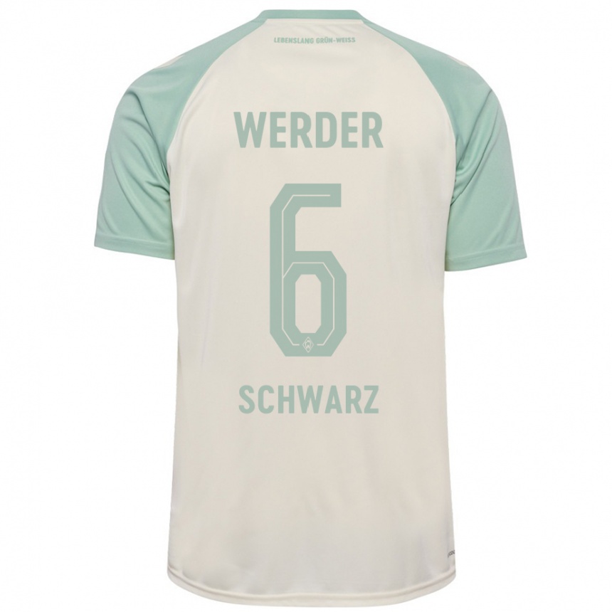 Kids Football Ricardo-Felipe Schwarz #6 Off-White Light Green Away Jersey 2024/25 T-Shirt Uk