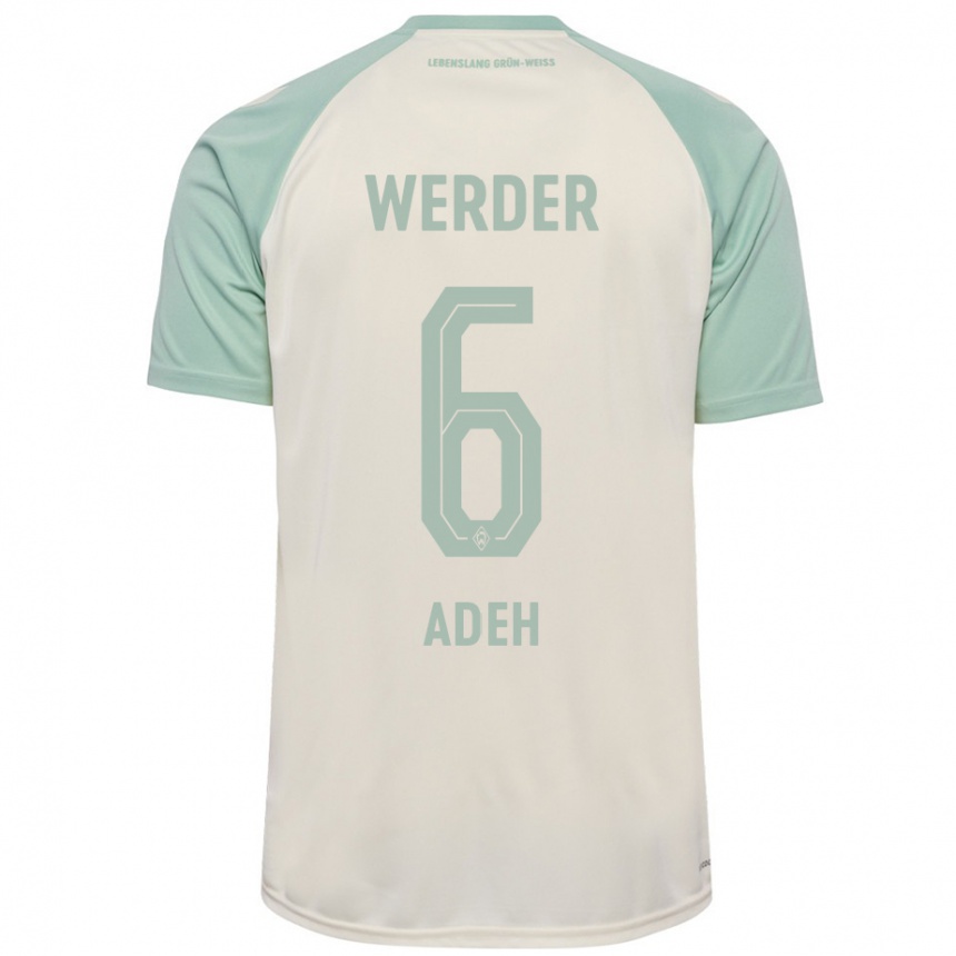 Kids Football Wesley Adeh #6 Off-White Light Green Away Jersey 2024/25 T-Shirt Uk