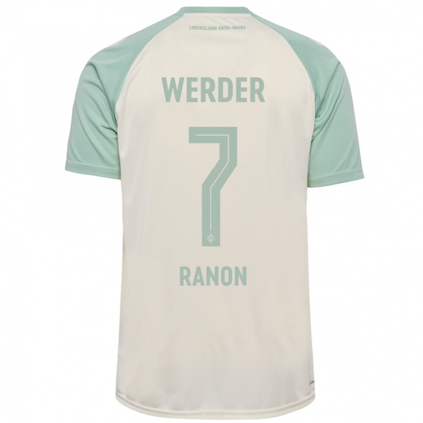 Kids Football Yuval Ranon #7 Off-White Light Green Away Jersey 2024/25 T-Shirt Uk