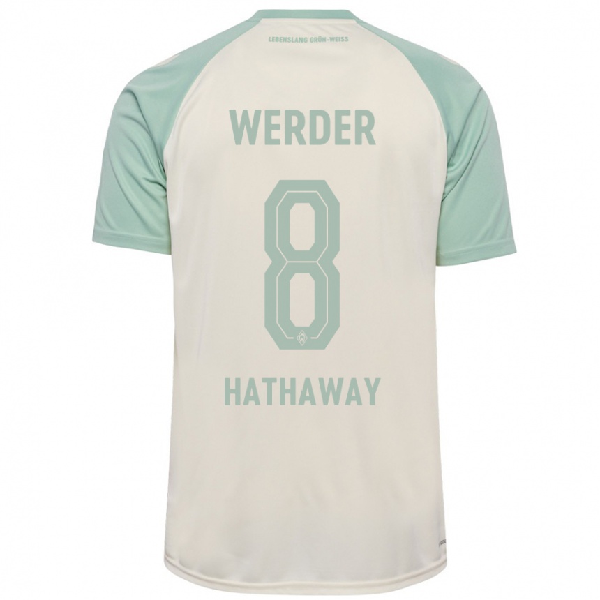 Kids Football Max Hathaway #8 Off-White Light Green Away Jersey 2024/25 T-Shirt Uk