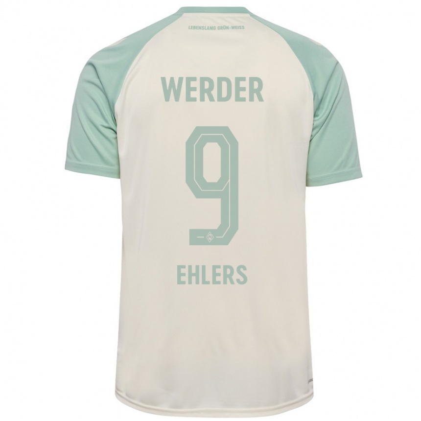 Kids Football Jannic Ehlers #9 Off-White Light Green Away Jersey 2024/25 T-Shirt Uk