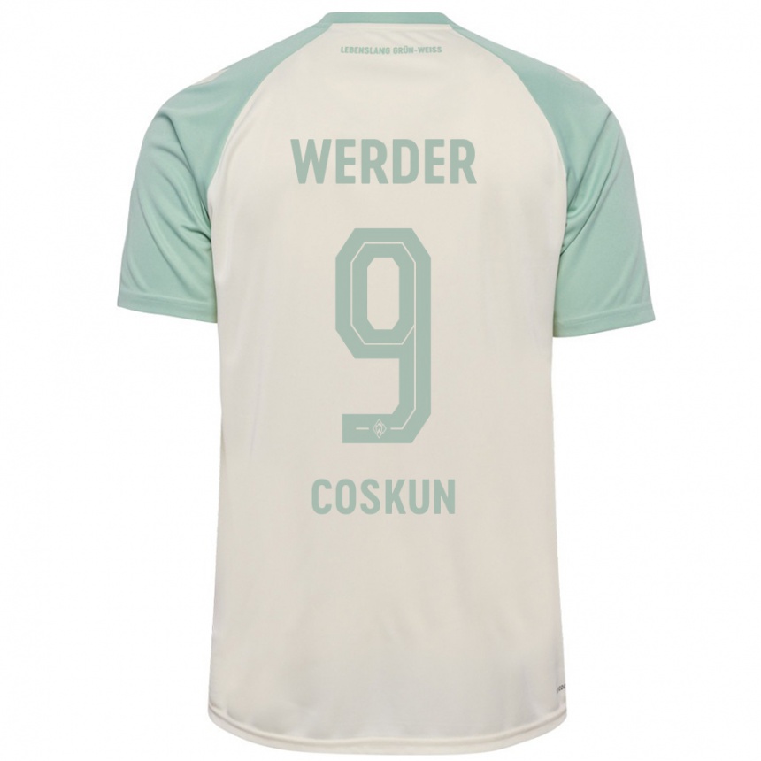 Kids Football Boran-Firat Coskun #9 Off-White Light Green Away Jersey 2024/25 T-Shirt Uk