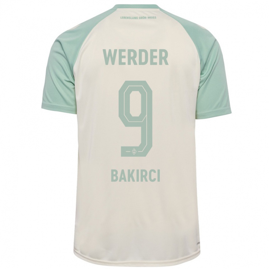 Kids Football Yunus Bakirci #9 Off-White Light Green Away Jersey 2024/25 T-Shirt Uk