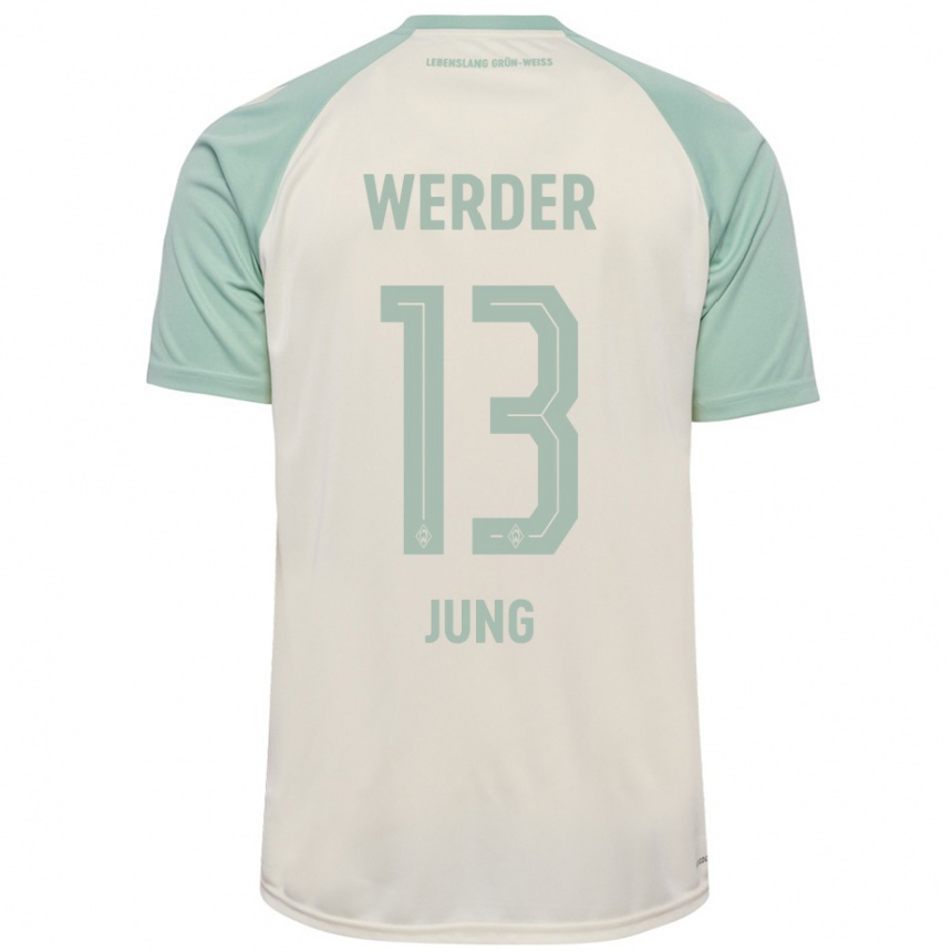 Kids Football Seong-Hyeon Jung #13 Off-White Light Green Away Jersey 2024/25 T-Shirt Uk