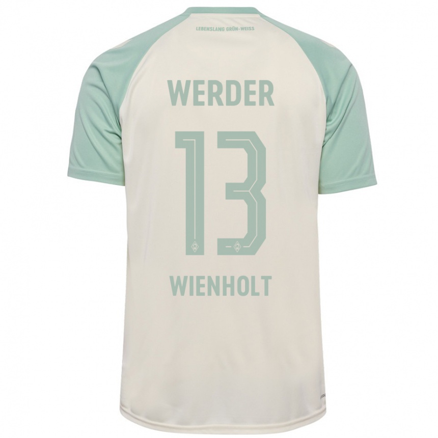 Kids Football Paul Wienholt #13 Off-White Light Green Away Jersey 2024/25 T-Shirt Uk