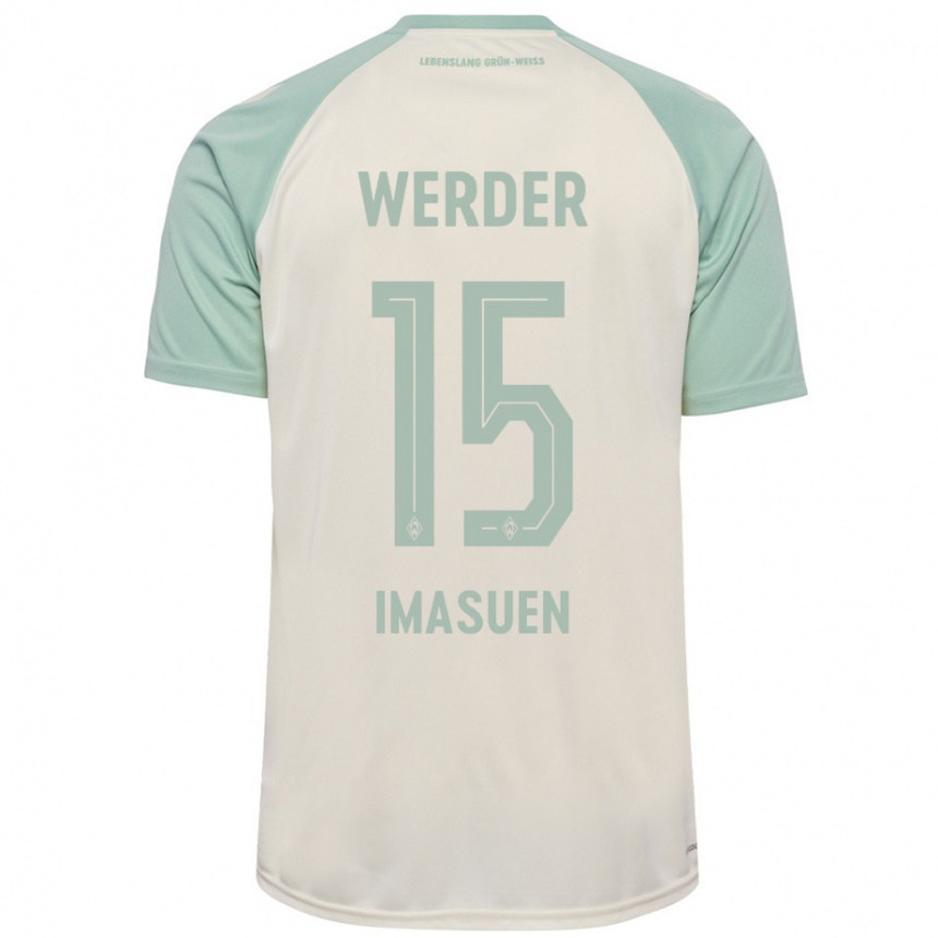 Kids Football Joel Imasuen #15 Off-White Light Green Away Jersey 2024/25 T-Shirt Uk