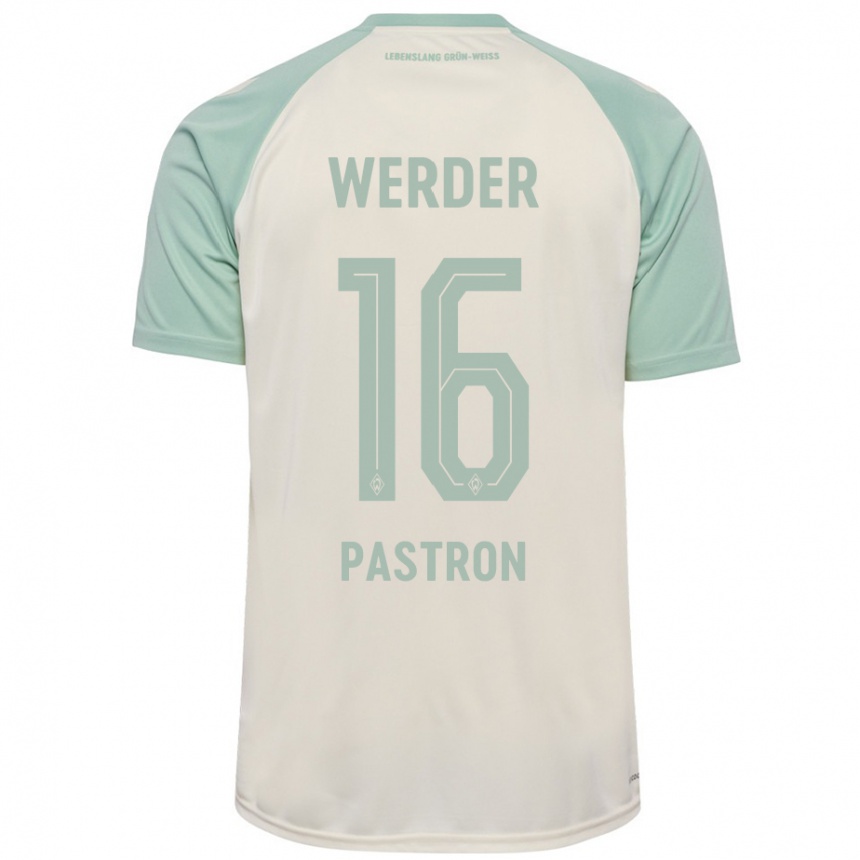 Kids Football Alvin Pastron #16 Off-White Light Green Away Jersey 2024/25 T-Shirt Uk