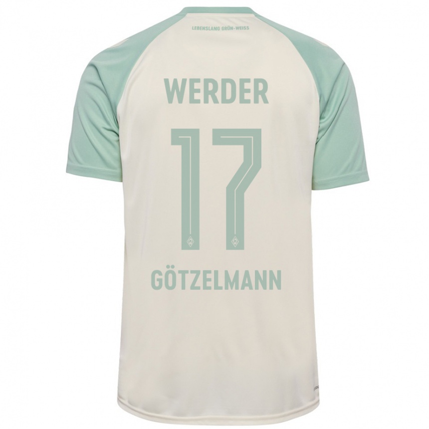 Kids Football Patrick Götzelmann #17 Off-White Light Green Away Jersey 2024/25 T-Shirt Uk