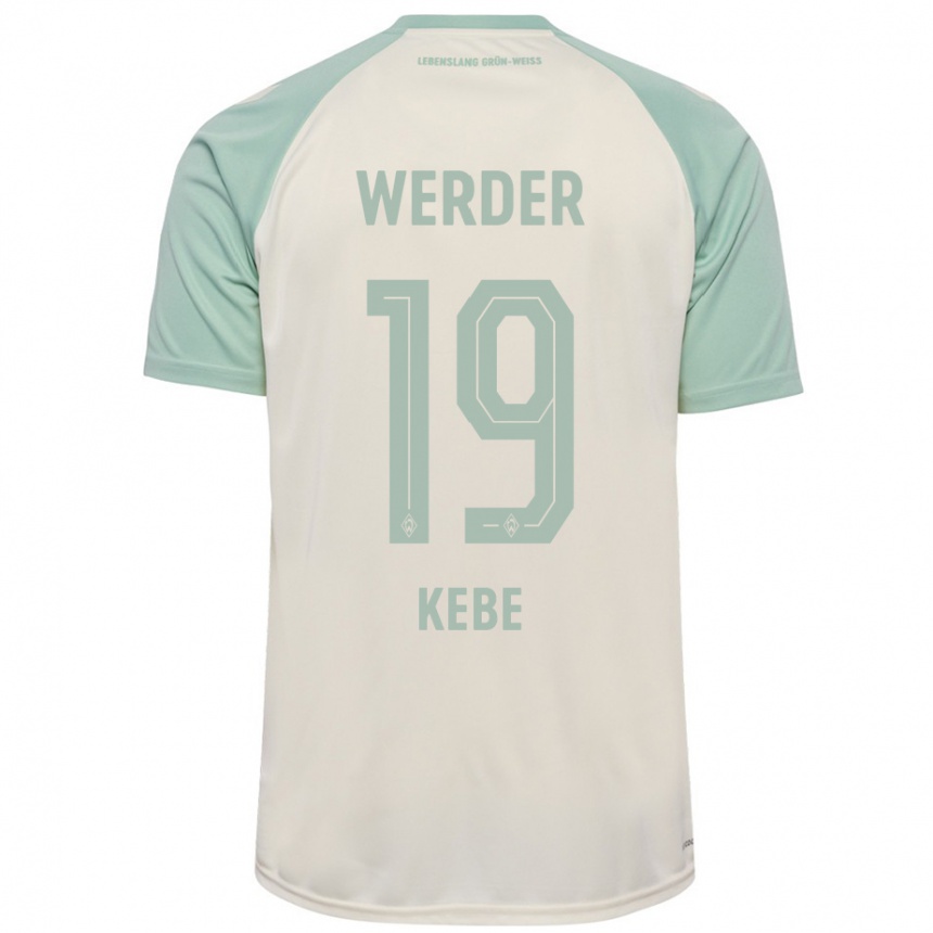 Kids Football David Kébé #19 Off-White Light Green Away Jersey 2024/25 T-Shirt Uk