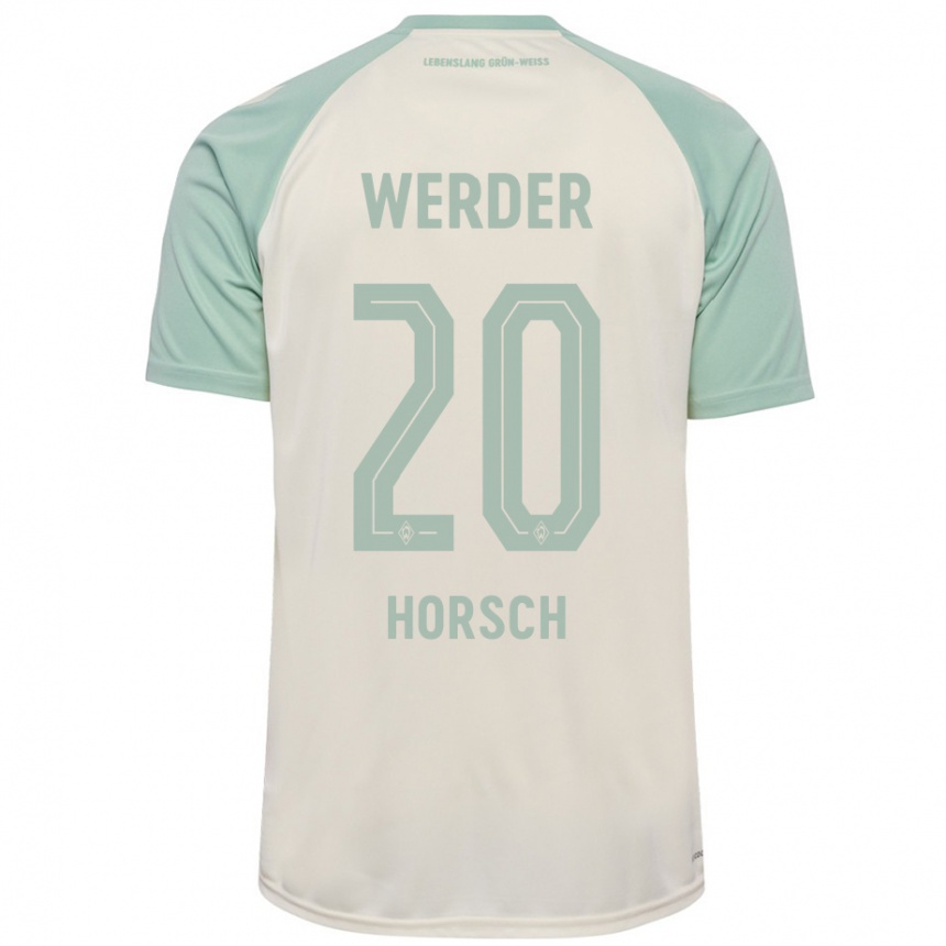 Kids Football Jonas Horsch #20 Off-White Light Green Away Jersey 2024/25 T-Shirt Uk