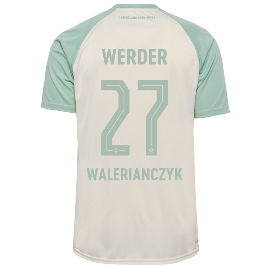 Kids Football Dennis Walerianczyk #27 Off-White Light Green Away Jersey 2024/25 T-Shirt Uk