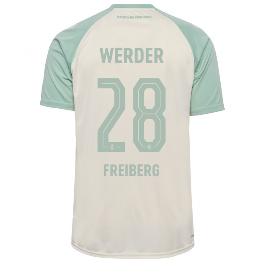 Kids Football Piet Freiberg #28 Off-White Light Green Away Jersey 2024/25 T-Shirt Uk