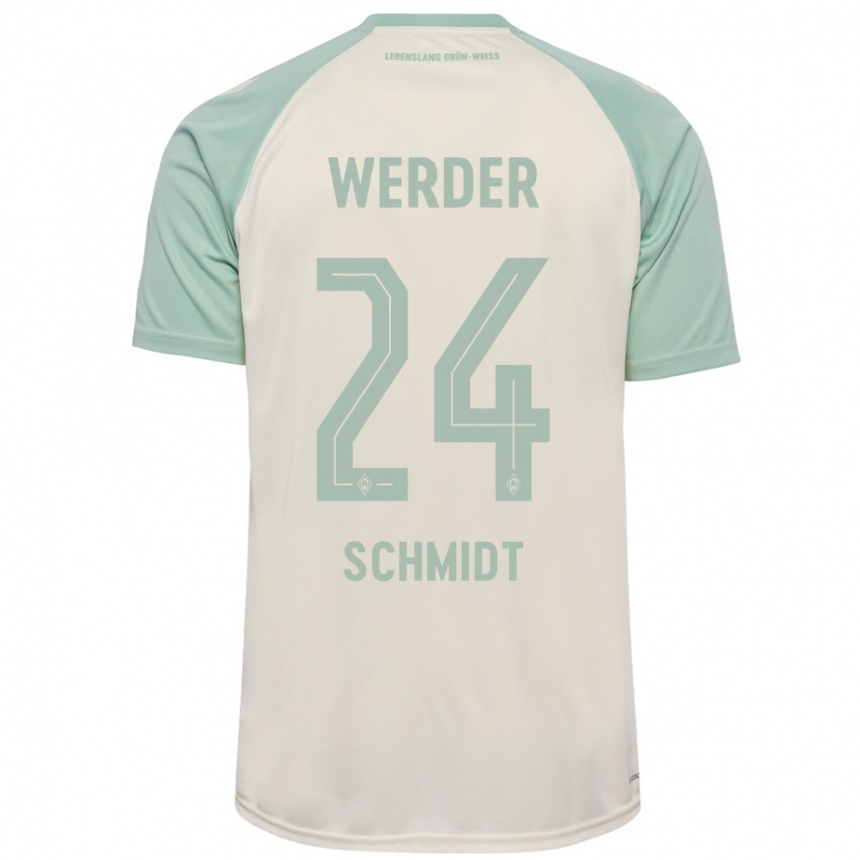 Kids Football Lara Schmidt #24 Off-White Light Green Away Jersey 2024/25 T-Shirt Uk