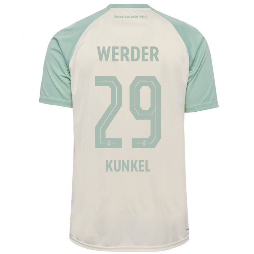 Kids Football Melina Kunkel #29 Off-White Light Green Away Jersey 2024/25 T-Shirt Uk