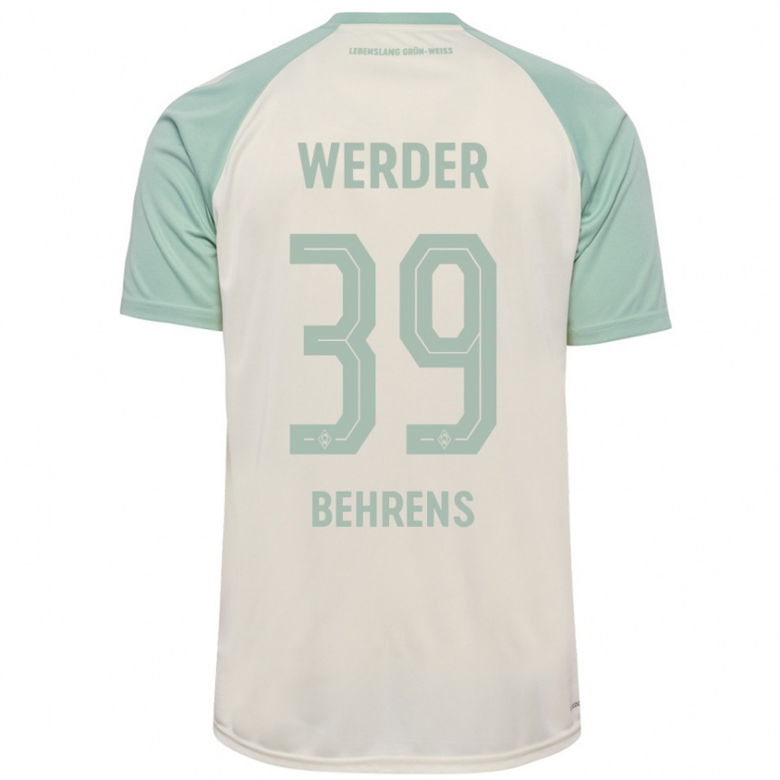 Kids Football Jette Behrens #39 Off-White Light Green Away Jersey 2024/25 T-Shirt Uk