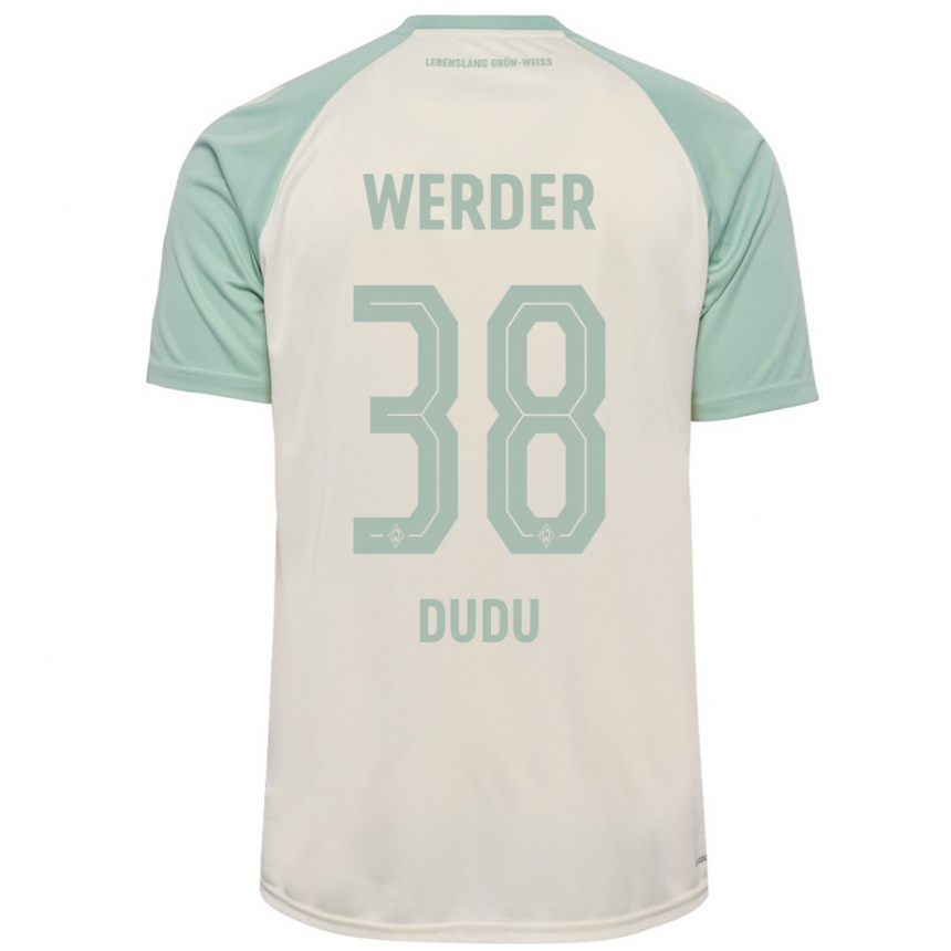 Kids Football Dudu #38 Off-White Light Green Away Jersey 2024/25 T-Shirt Uk