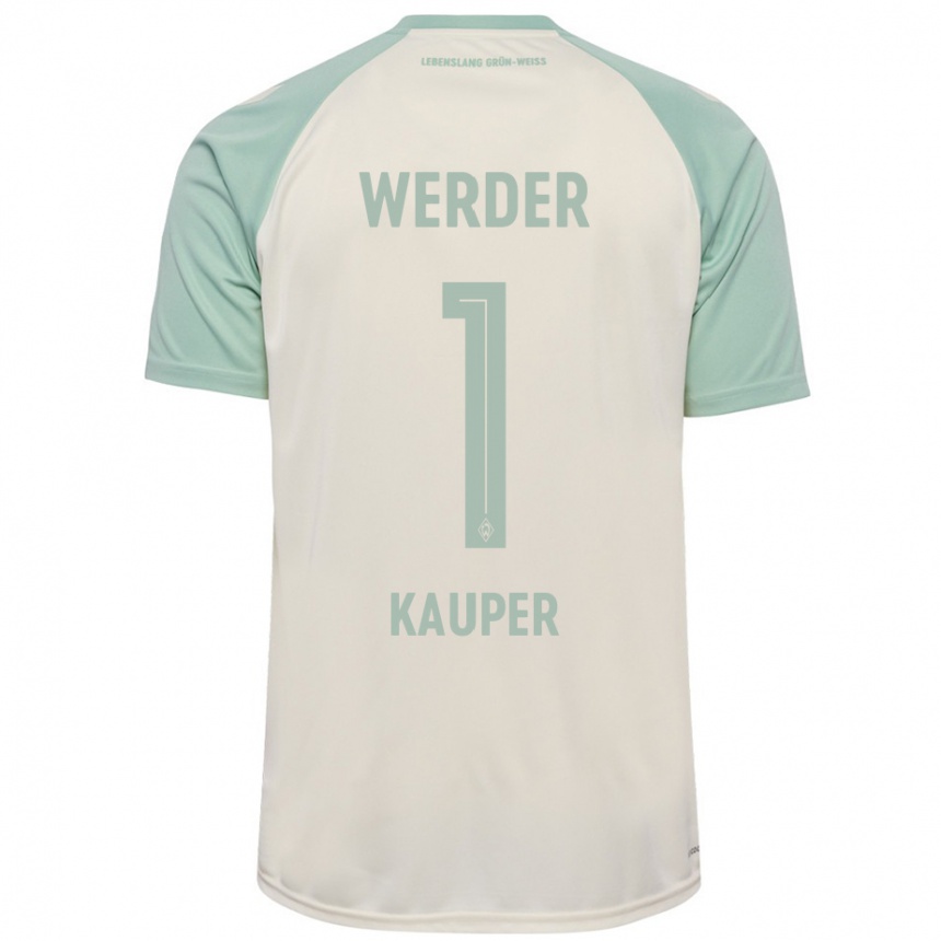 Kids Football Ben Käuper #1 Off-White Light Green Away Jersey 2024/25 T-Shirt Uk