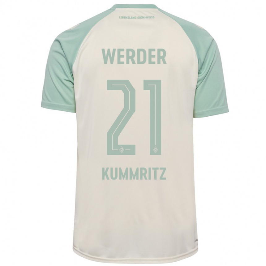 Kids Football Liam Kümmritz #21 Off-White Light Green Away Jersey 2024/25 T-Shirt Uk