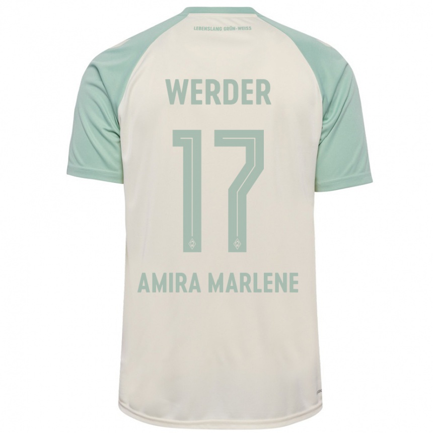 Kids Football Amira Marlene Dahl #17 Off-White Light Green Away Jersey 2024/25 T-Shirt Uk