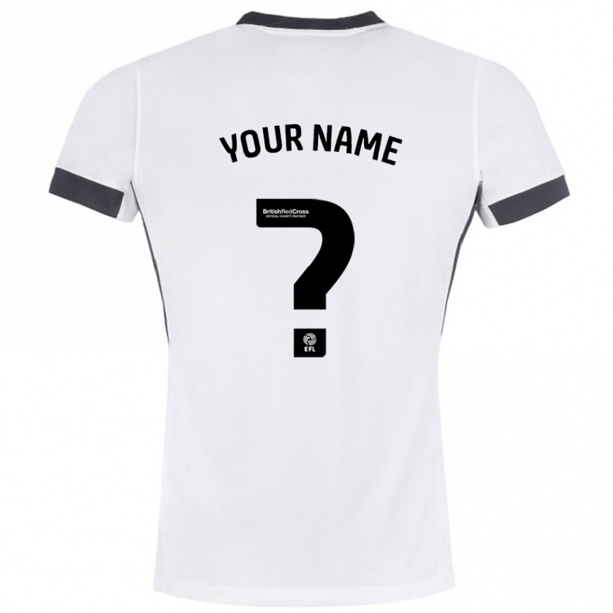 Kids Football Your Name #0 White Black Away Jersey 2024/25 T-Shirt Uk