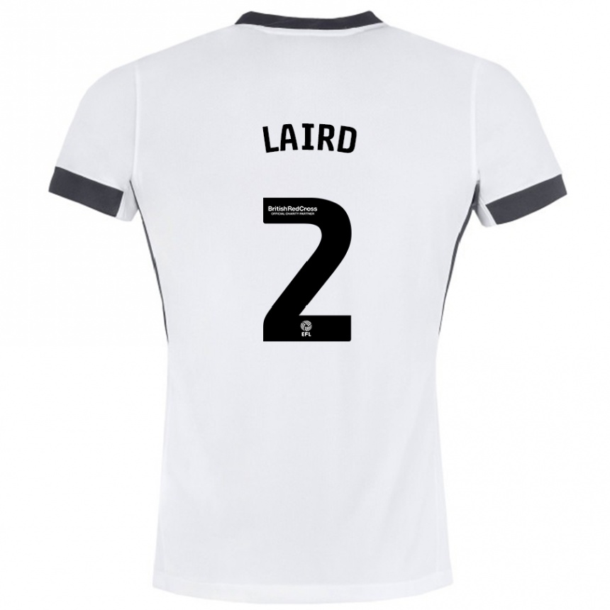 Kids Football Ethan Laird #2 White Black Away Jersey 2024/25 T-Shirt Uk