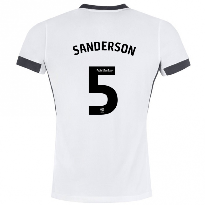 Kids Football Dion Sanderson #5 White Black Away Jersey 2024/25 T-Shirt Uk