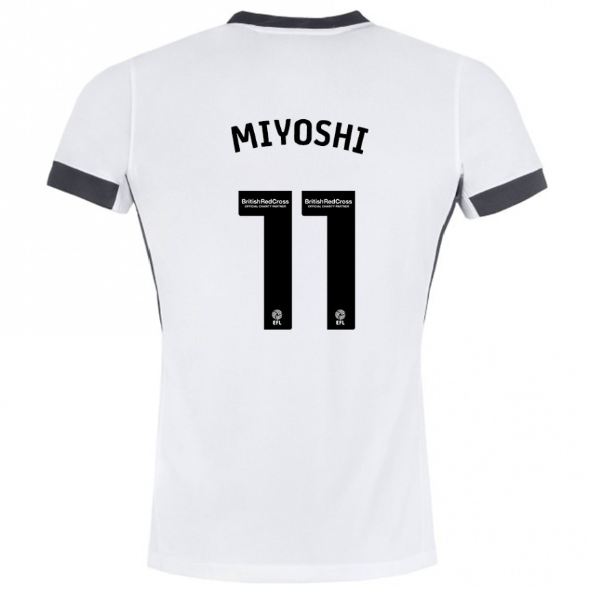 Kids Football Koji Miyoshi #11 White Black Away Jersey 2024/25 T-Shirt Uk