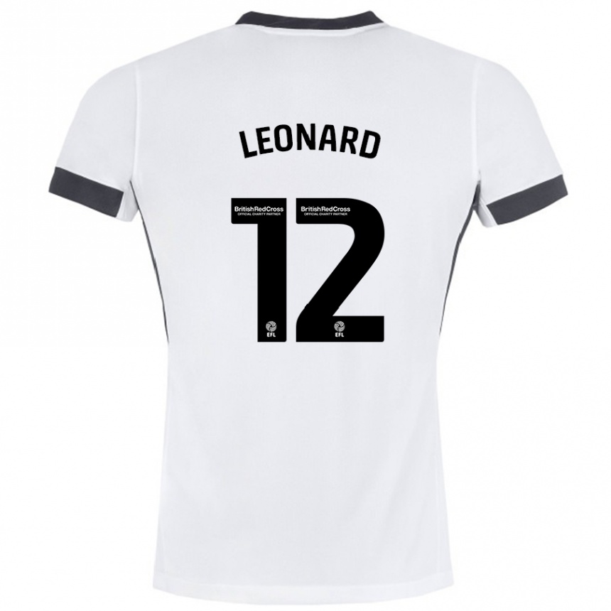 Kids Football Marc Leonard #12 White Black Away Jersey 2024/25 T-Shirt Uk