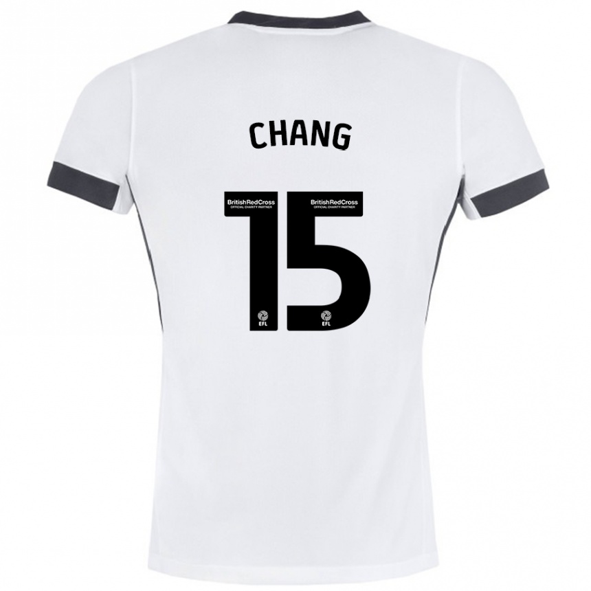 Kids Football Alfie Chang #15 White Black Away Jersey 2024/25 T-Shirt Uk