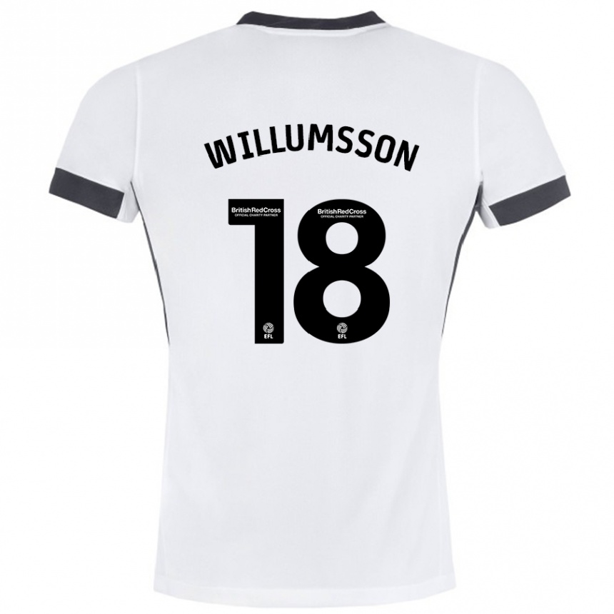 Kids Football Willum Thór Willumsson #18 White Black Away Jersey 2024/25 T-Shirt Uk