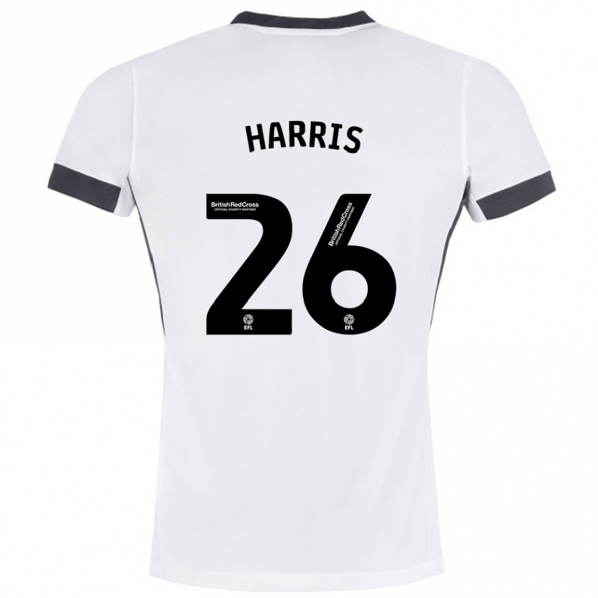 Kids Football Luke Harris #26 White Black Away Jersey 2024/25 T-Shirt Uk