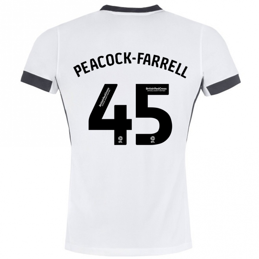 Kids Football Bailey Peacock-Farrell #45 White Black Away Jersey 2024/25 T-Shirt Uk