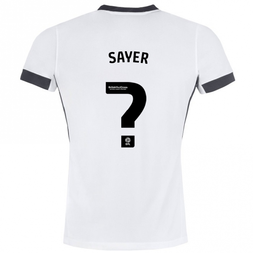 Kids Football Olly Sayer #0 White Black Away Jersey 2024/25 T-Shirt Uk