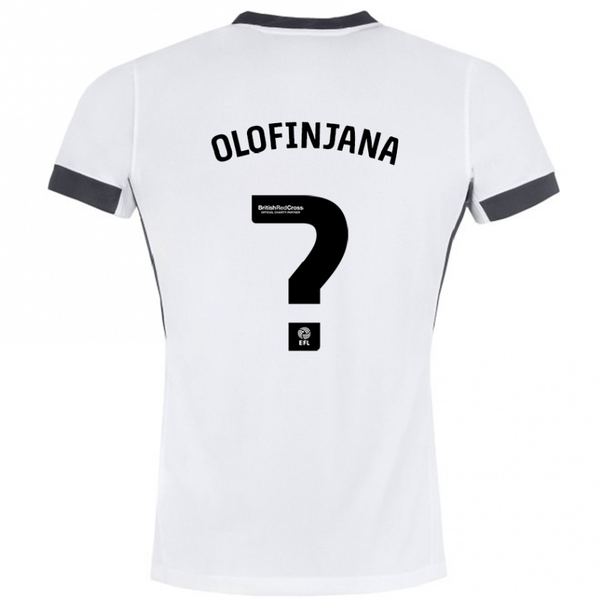 Kids Football Femi Olofinjana #0 White Black Away Jersey 2024/25 T-Shirt Uk