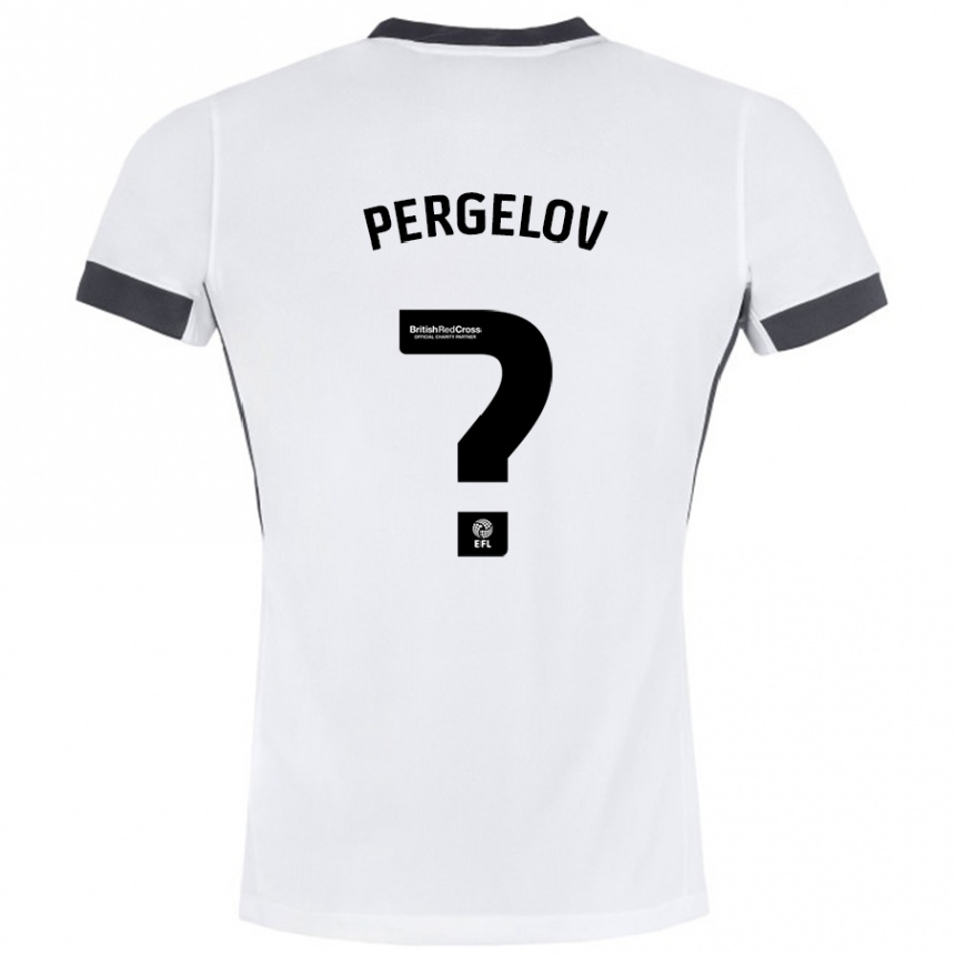 Kids Football Stoyan Pergelov #0 White Black Away Jersey 2024/25 T-Shirt Uk