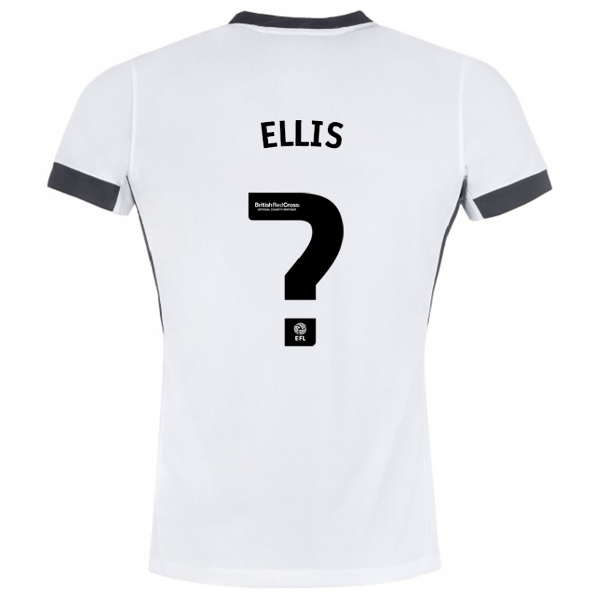 Kids Football O'shea Ellis #0 White Black Away Jersey 2024/25 T-Shirt Uk